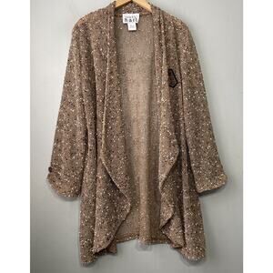 Keren Hart Cardigan Plus Size 1X Brown Mesh Fishnet Lagenlook Drape Artsy Kimono